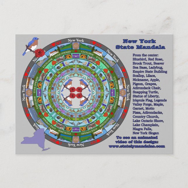 New York State Mandala Postcard (Front)