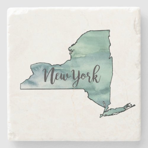 New York State Map Marble Stone Coaster