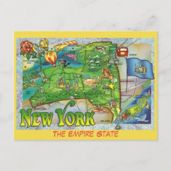 New York State Map Postcard by normagolden at Zazzle