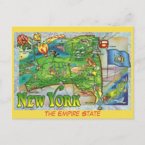 New York State Map Postcard