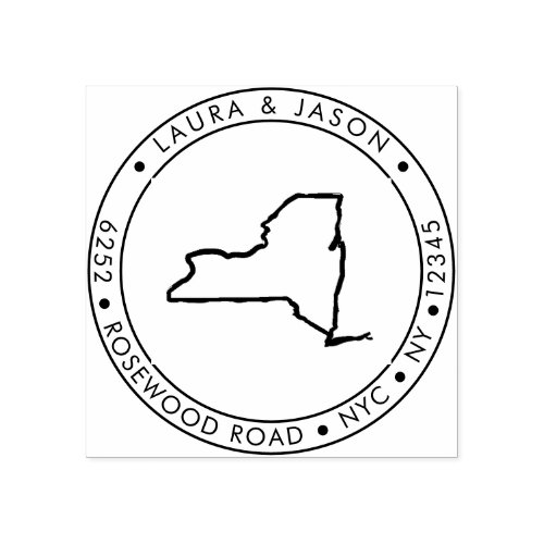 New York State Map Return Address Wood Art Stamp