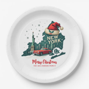 New York State Merry Christmas Custom Holiday Paper Plates