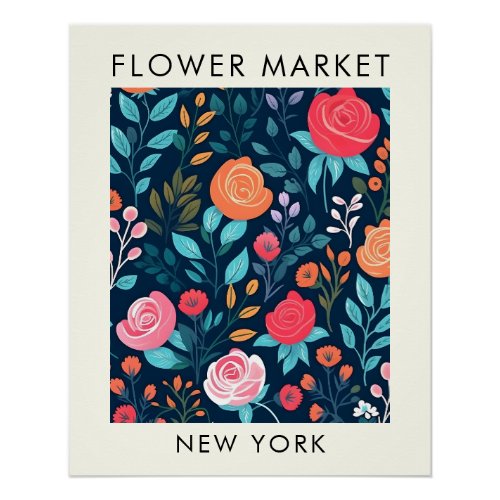 New York State Roses Flower Market Poster