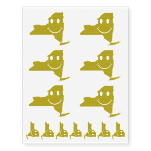 New York State Shape Smiley Face Temporary Tattoos