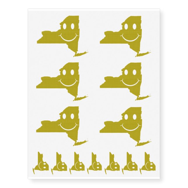New York State Shape Smiley Face Temporary Tattoos (Front)