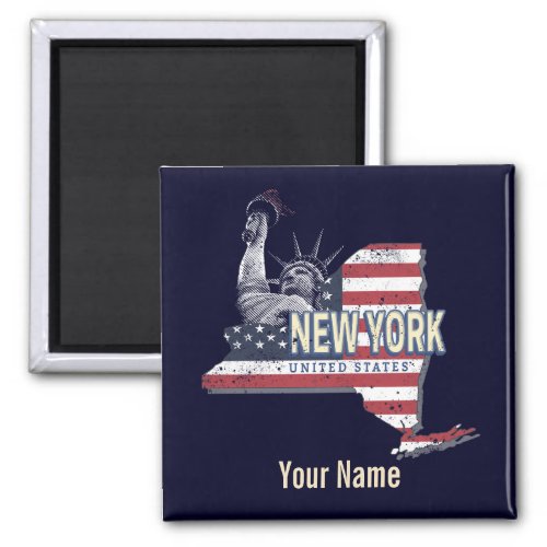 New York State United States Retro Map Vintage USA Magnet