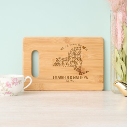New York state wedding couple names date married Cutting Board