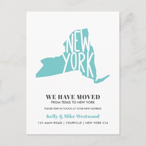 NEW YORK STATE Weve moved New address New Home Postcard