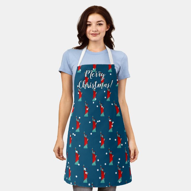 New York Statue of Liberty Christmas cooking apron (Worn)