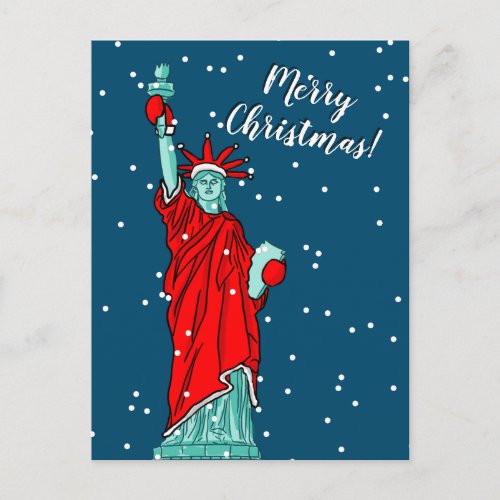 New York Statue of Liberty Christmas moving Holiday Postcard