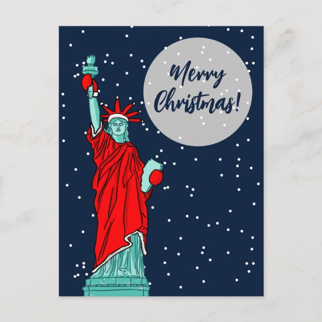 New York Statue of liberty Christmas winter Postcard (Front)