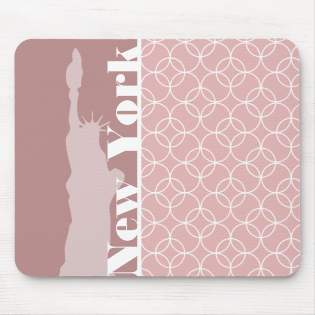 New York, Statue of liberty Mauve Circles Mouse Pad (Front)