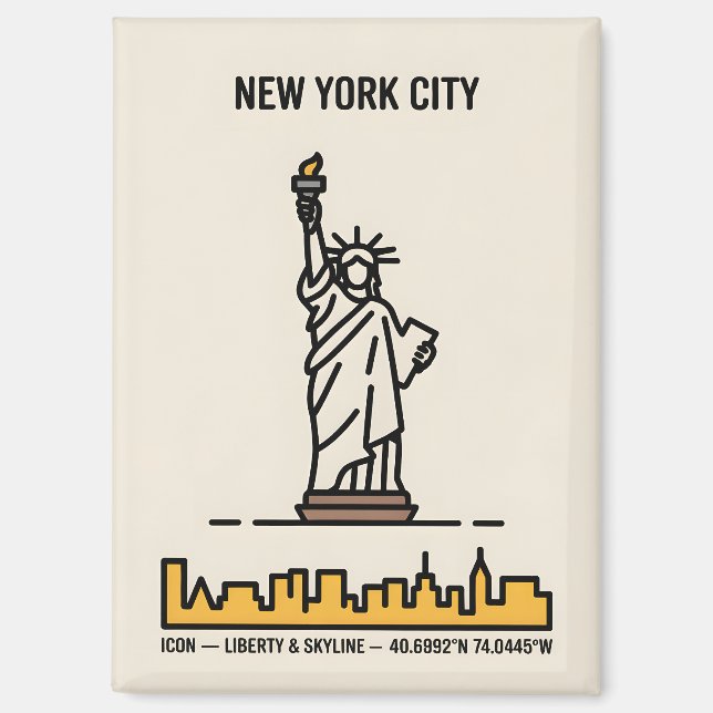 New York Statue of Liberty Minimalist Line Art Magnet (Front)