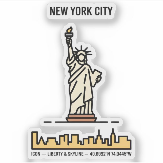 New York Statue of Liberty Minimalist Line Art Sticker (Front)