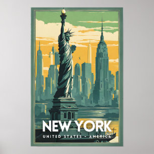 New York Statue of Liberty Nostalgic Poster
