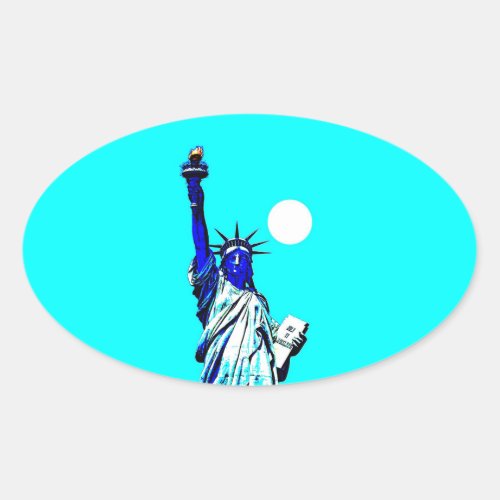 New York Statue of Liberty Pop Art Oval Sticker