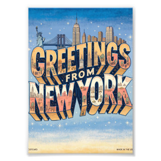 New York Statue of Liberty Postcard Art Photo Print