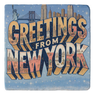 New York Statue of Liberty Postcard Art Trivet