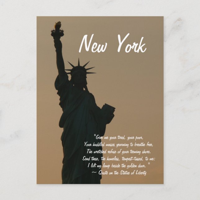 New York/Statue of Liberty Quote Postcard (Front)