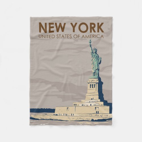 New York Statue of Liberty Retro Fleece Blanket