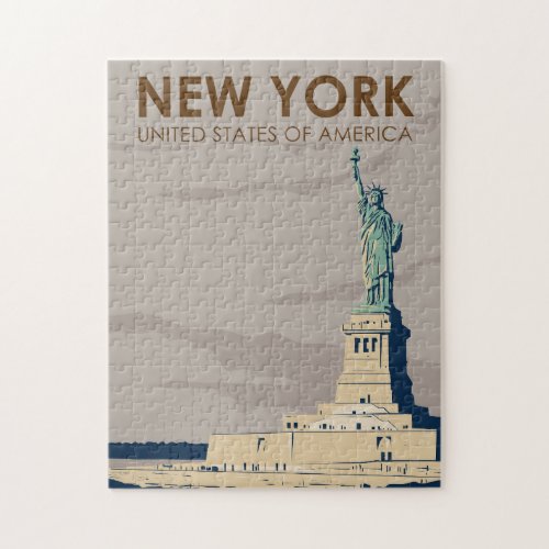 New York Statue of Liberty Retro Jigsaw Puzzle