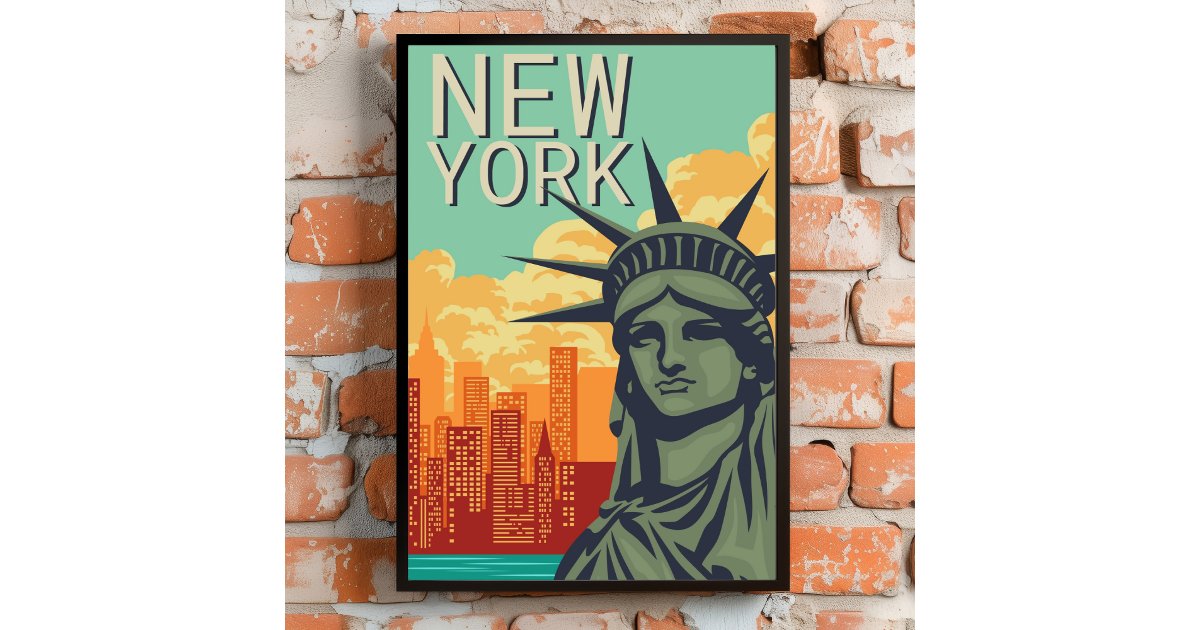 NEW YORK Statue of Liberty Retro Poster | Zazzle