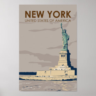 New York Statue of Liberty Retro Poster