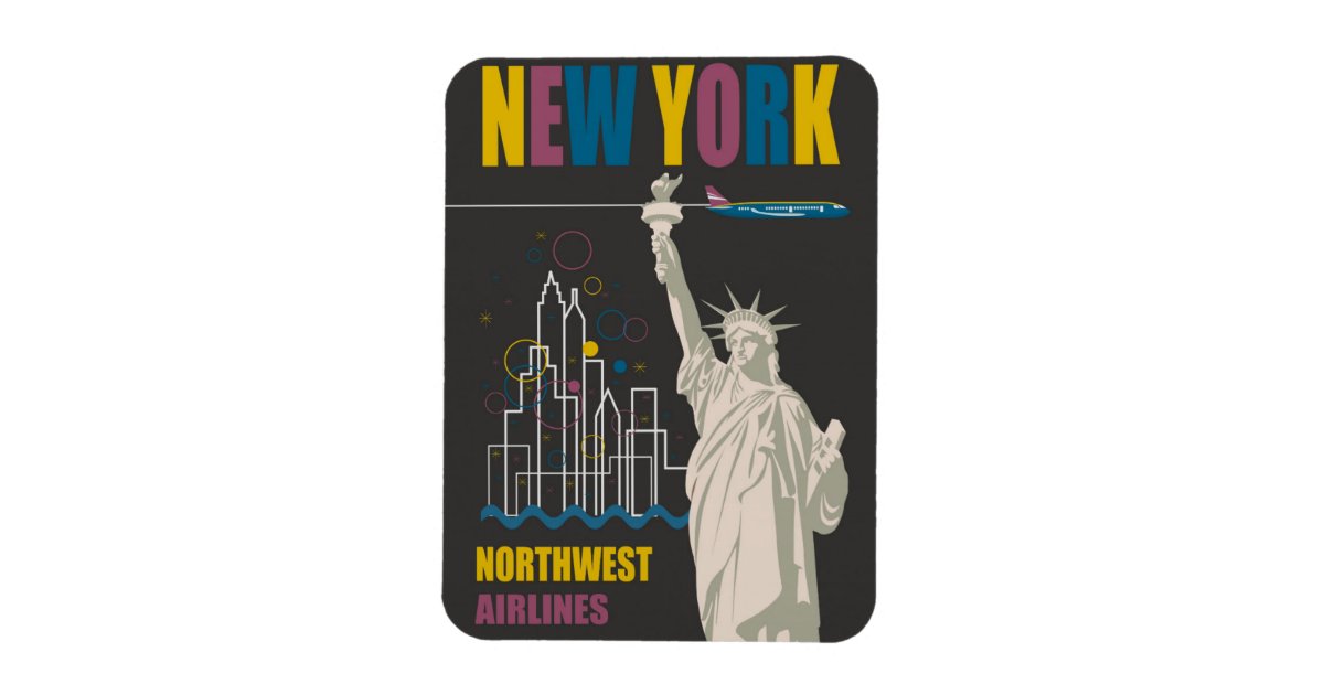 New York Statue of Liberty Retro Travel Poster Magnet | Zazzle