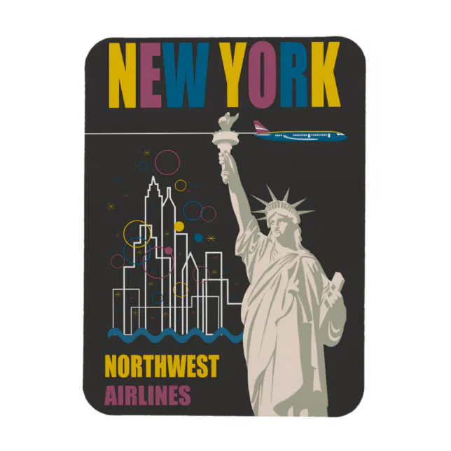 New York Statue of Liberty Retro Travel Poster Magnet | Zazzle