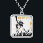 New York Statue of Liberty Silver Plated Necklace<br><div class="desc">New York Statue of Liberty and Manhattan</div>