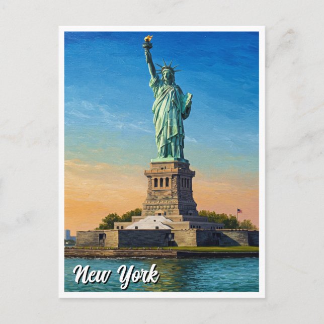 New York Statue of Liberty Travel Postcard (Front)