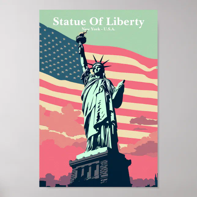 New York statue of liberty u.s.a. vintage poster | Zazzle