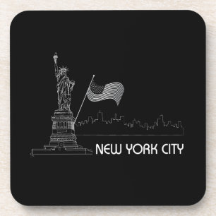 New York - Statue of Liberty USA Flag Beverage Coaster