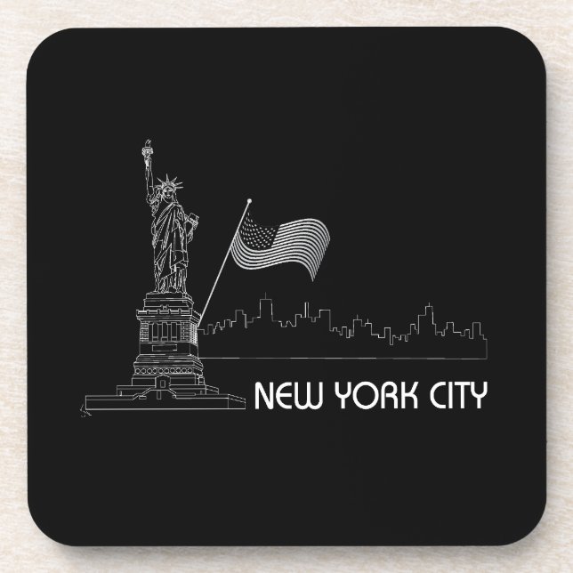 New York - Statue of Liberty USA Flag Beverage Coaster (Front)