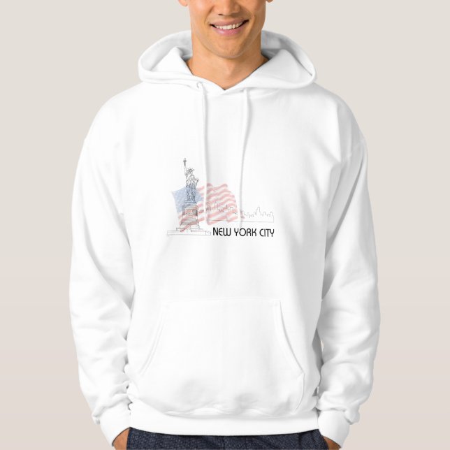 New York - Statue of Liberty USA Flag Hoodie (Front)