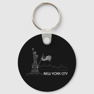 New York - Statue of Liberty USA Flag Keychain