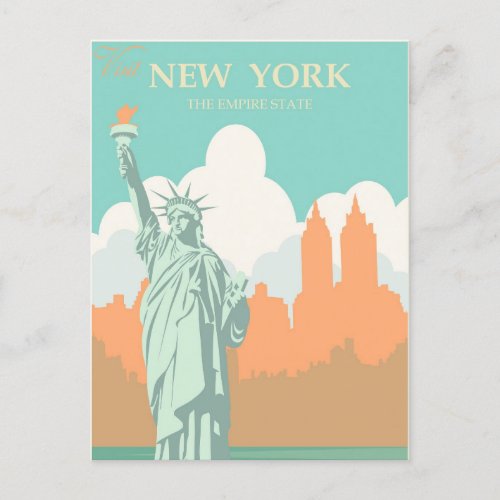 New York Statue of Liberty Vintage Postcard