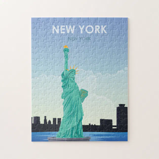 New York Statue Of Liberty Vintage Travel Jigsaw Puzzle | Zazzle
