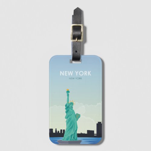 New York Statue Of Liberty Vintage Travel Luggage Tag