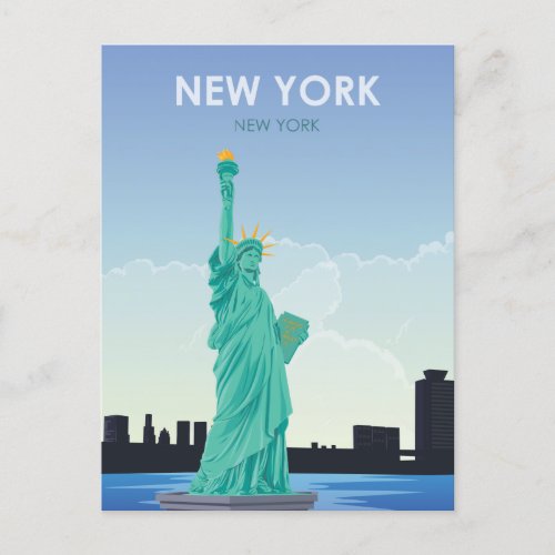 New York Statue Of Liberty Vintage Travel Postcard