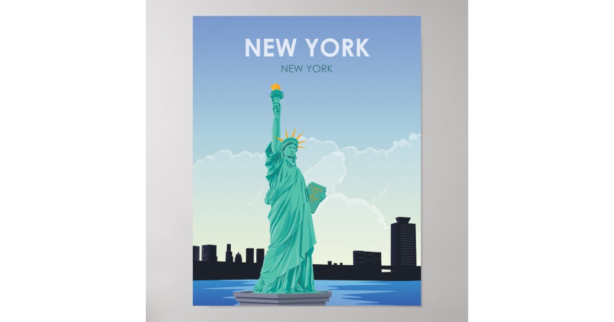 New York Statue Of Liberty Vintage Travel Poster | Zazzle