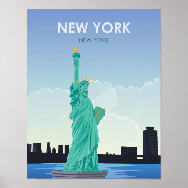 New York Statue Of Liberty Vintage Travel Poster | Zazzle