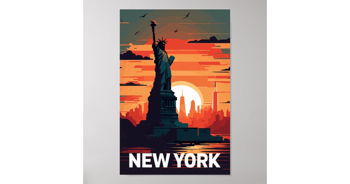 New York Statue of Liberty Vintage Travel Poster | Zazzle