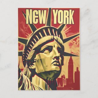 New York Statue of Liberty Vintage Travel Poster
