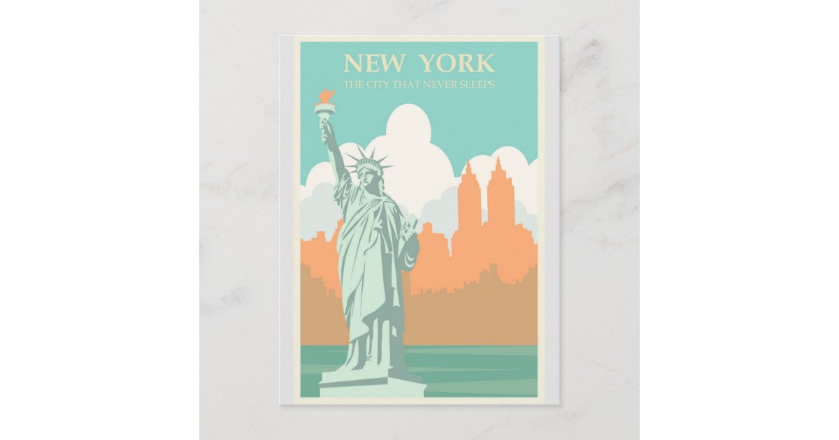 New York Statue of Liberty Vintage Travel Poster Postcard | Zazzle