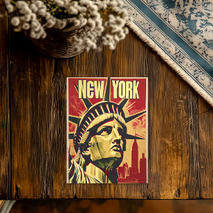 New York Statue of Liberty Vintage Travel Poster Postcard