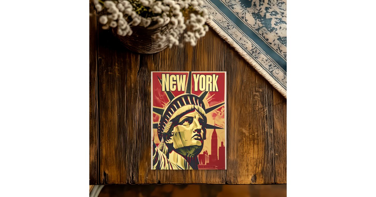 New York Statue of Liberty Vintage Travel Poster Postcard | Zazzle