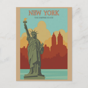 New York Statue of Liberty Vintage Travel Poster Postcard