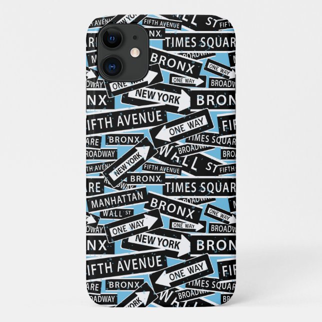 New York Street Names Blue Patterned Case-Mate iPhone Case (Back)