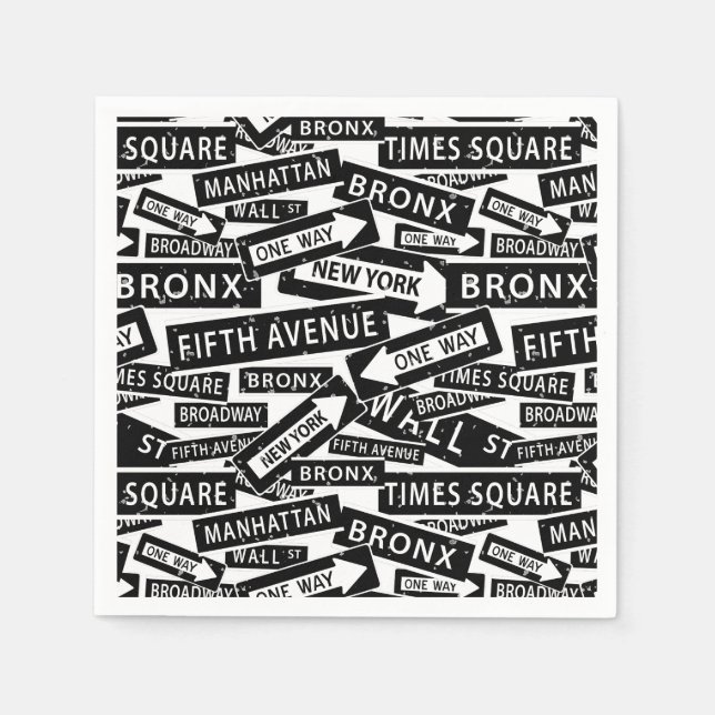 New York Street Names, Famous Places in NYC Napkins (Front)